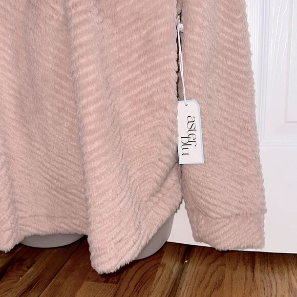 Aster Blu Faux Fur Mauve Pink Sweater Blouse Top Shirt Elegant Large L NWT - Picture 6 of 6